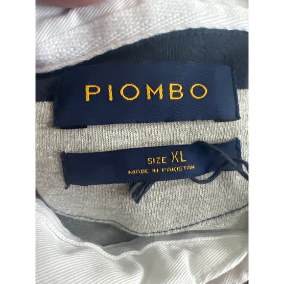 Piombo Men's Long Sleeve Striped Polo Sweatshirt Gray/Black Size XLarge NWT - Picture 10 of 11